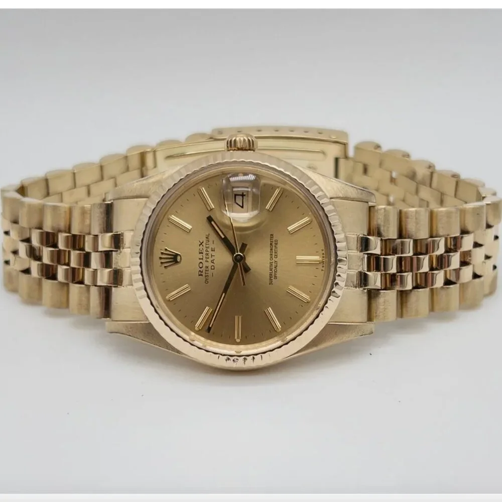 Rolex 14kt Yellow Gold Men's 34mm Dial Watch With Papers